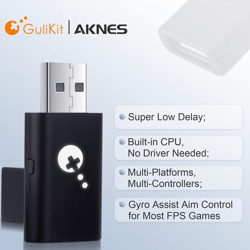 AKNES GuliKit Goku USB Wireless Controller Adapter, Dongle for Xbox Series X|S and Xbox One Controller(Bluetooth Ver.), Switch Pro / PS4&PS5