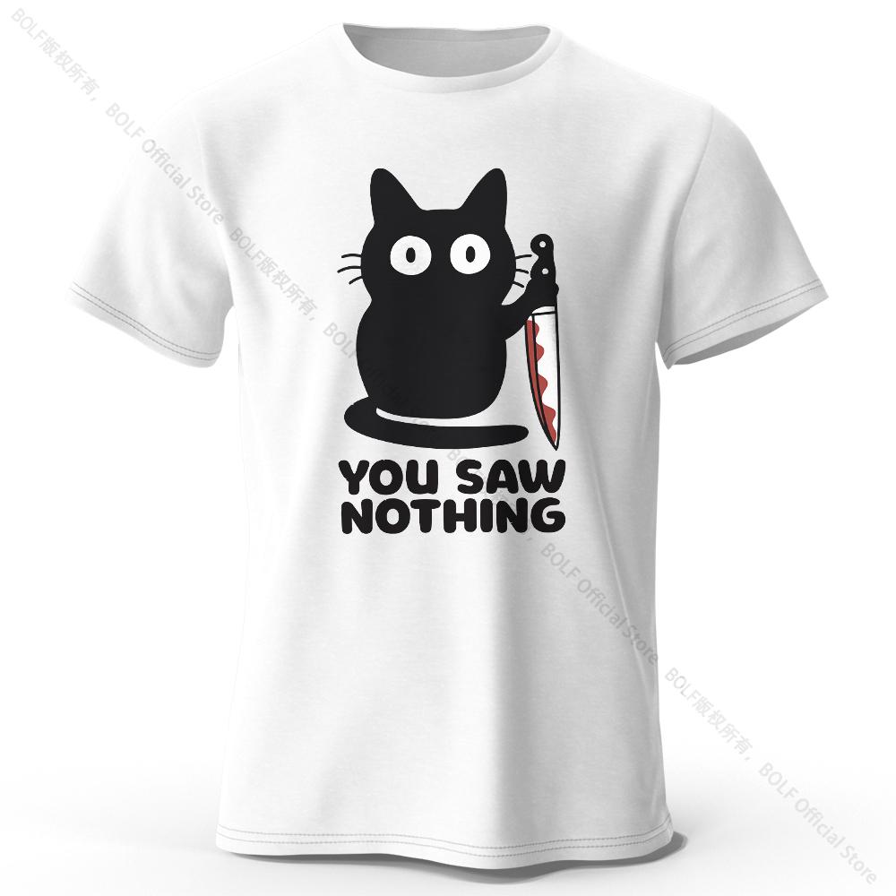 S5XL Womens Funny Cat Printed Basic Crew Neck 100 Cotton TShirt Breathable Short Sleeve Tee Unisex Fit For Men Women