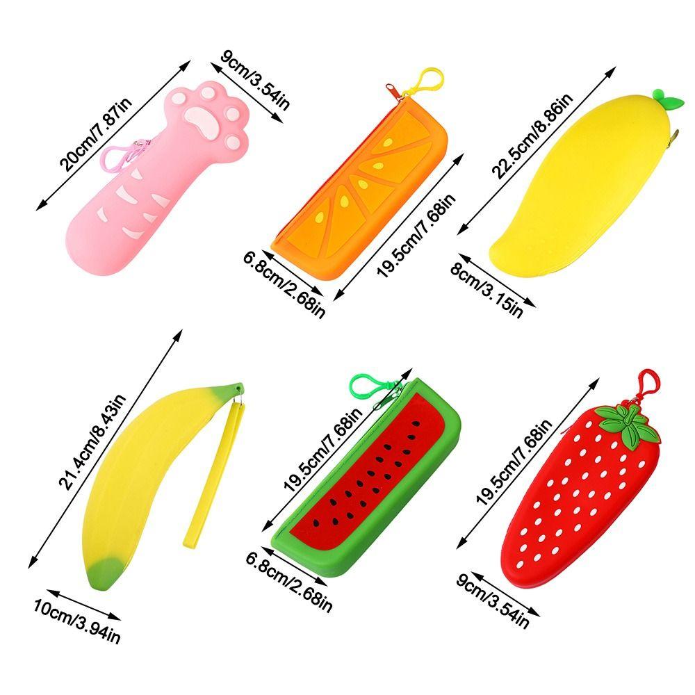 Simulated Fruit Pencil Case Silicone Stationery Pouch Portable Pen Bag  School Office