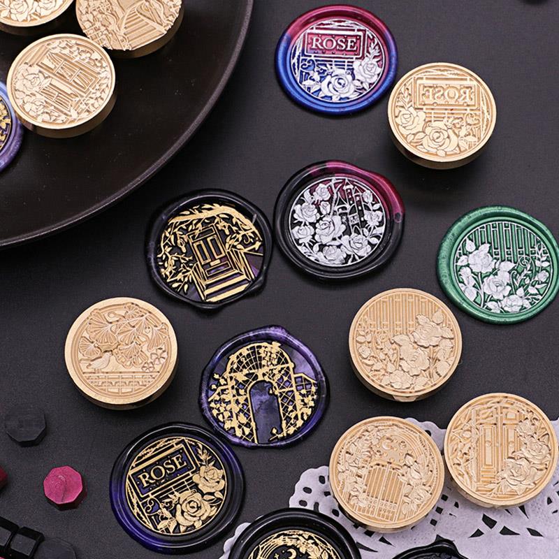 Blumenwachssiegel, Siegel, Retro-Handwerk, Siegelstempel, Kopf, Karte, Umschlag, Hochzeitseinladung, Geschenkverpackung, Scrapbook