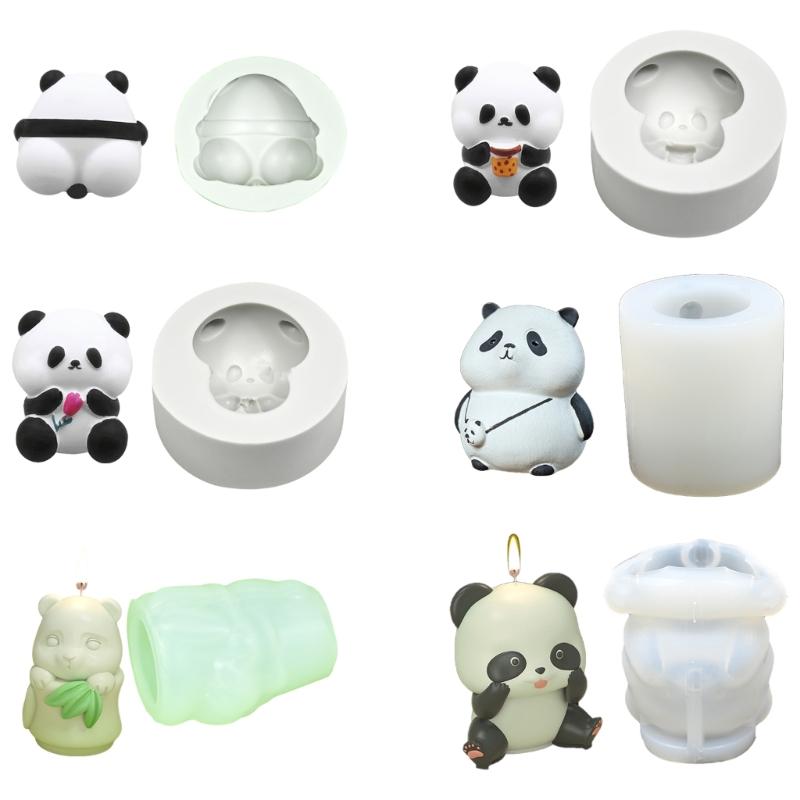 Silicone Panda Shape Molds Traditional Chinese Dessert Molds Candle Stand Moulds Silicone Texture Baking Accessories