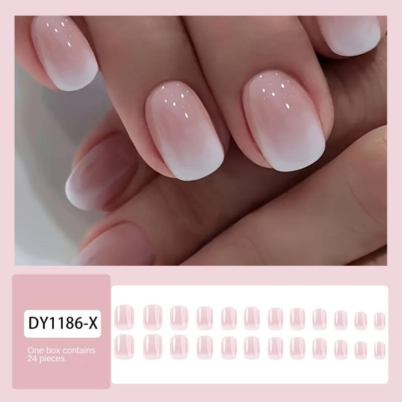 

Pink Gradient Nail Patch Women s Short Square Fake Nails Perfect for Valentine s Day Special Occasions 1PCS розовый
