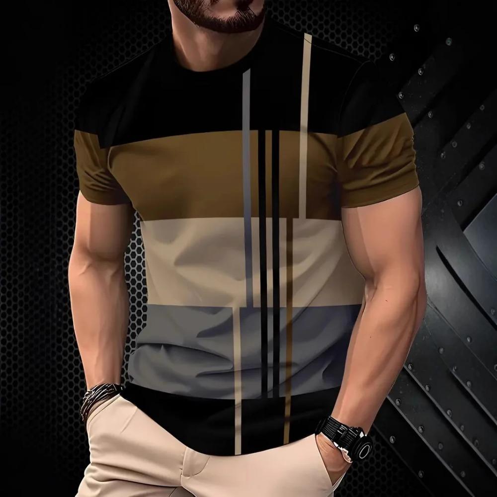 Men's 3D Printed Pattern T-shirt Breathable Lightweight Fabric Regular Edition Round Neck Short Sleeve Comfort Edition T-shirt
