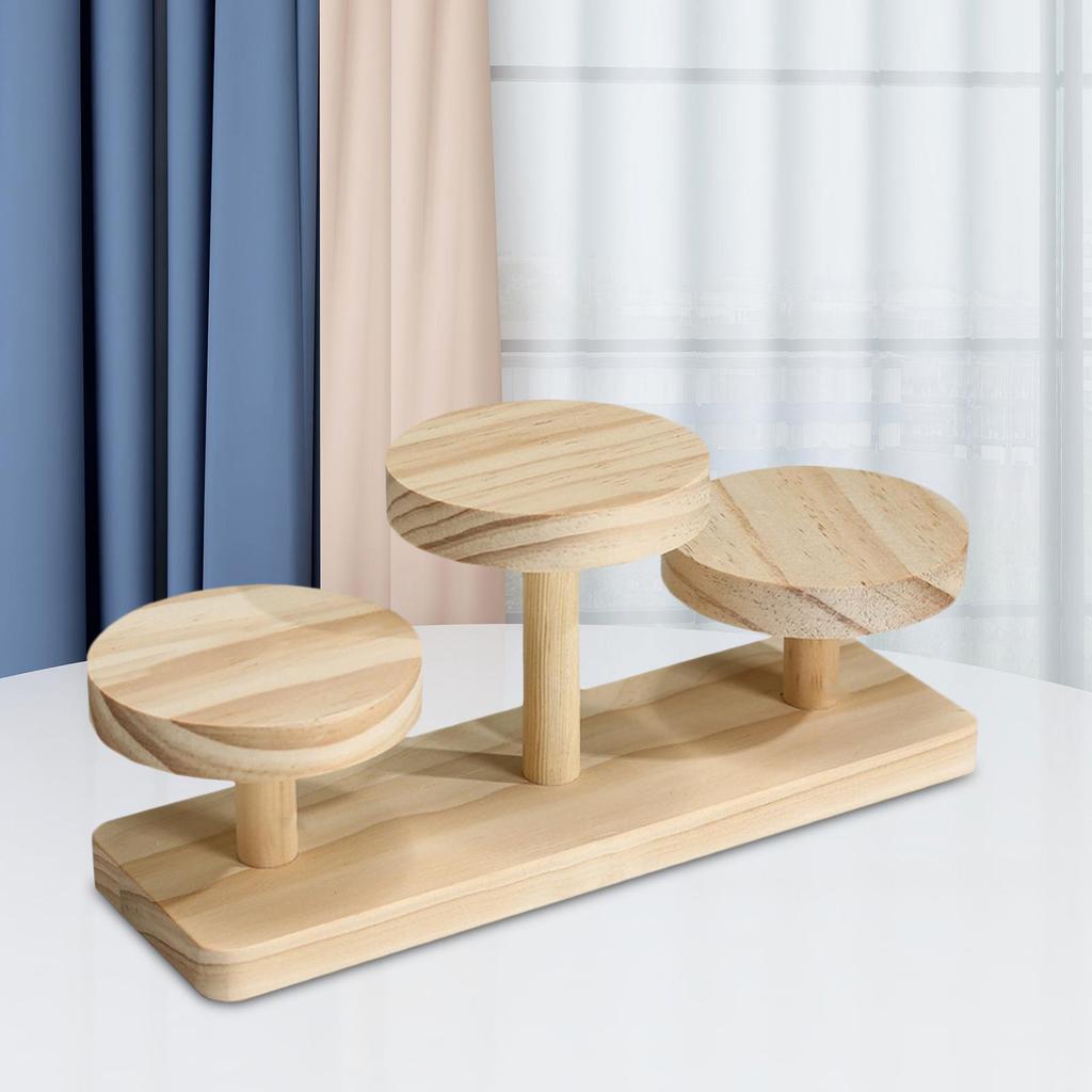 Round Wooden Display Risers Decorative Display Stand Rack Desktop Solid Wood for Watch Cupcakes Glasses Figurines Home Decor