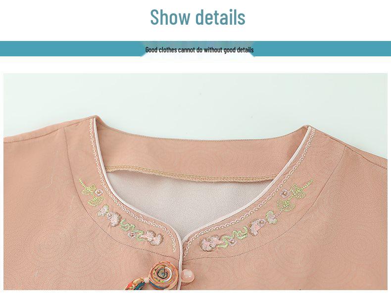 Floral Seven-Sleeve Shirt for Middle-Aged & Elderly Women – Chic Grandma Style, Summer Chinese Top