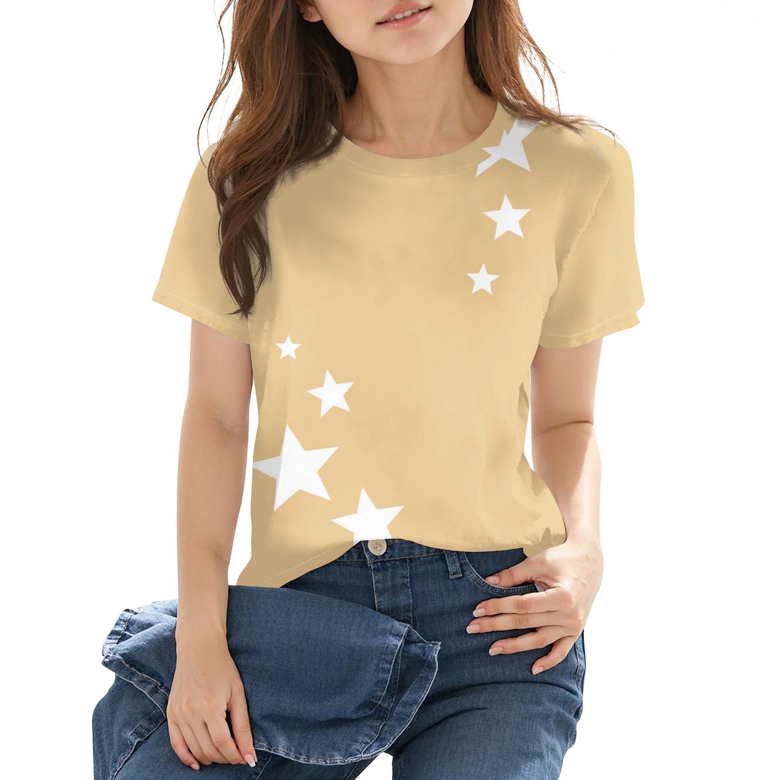 

Детская повседневная футболка с короткими рукавами и круглым вырезом с принтом, модная 110 бежевый