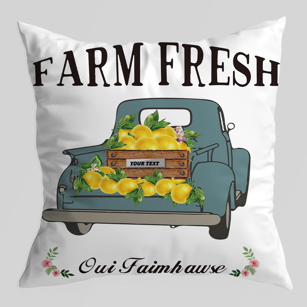 New Lemon Series Pillowcase, Plant Truck, Peach Skin Velvet Printed Pillow, Office Lumbar Cushion Cover