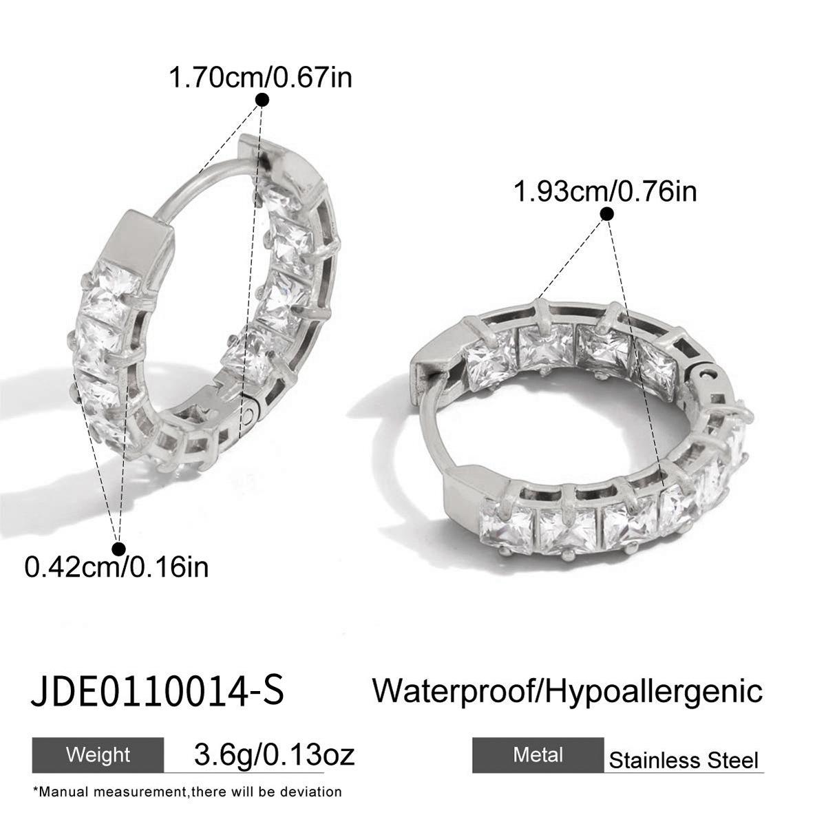 Classic CZ Hoop Earring 18K Gold Plated Stainless Steel Trendy White Cubic Zirconia Inlay Earrings Sparkling Fashion Jewelry
