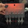 Salircon 6Pcs/set Vintage Gothic Oil Dripping Cross Drop Earring Women Creative Halloween Party Earring Jewelry Accessories