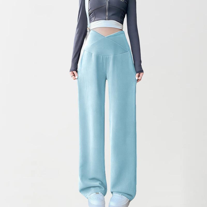 Ice Silk Maternity Wide-Leg Pants for Spring & Summer - Low Waist, Casual Wear Medium