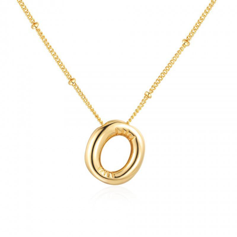 Minimalist Copper-Plated Gold Alphabet Pendant Sweater Chain Jewelry