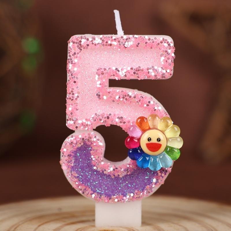Flowers Handmade Numbers Birthday Candles Cake Decoration Party Festival First Year Number Candles 0-9