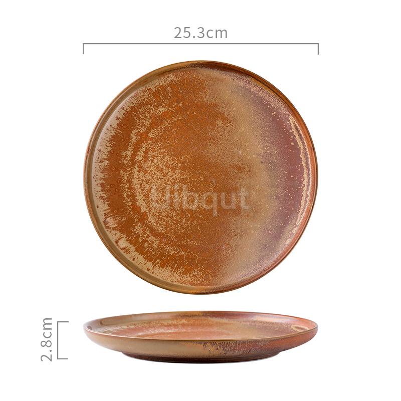Yellow Ceramic round Vintage dinner Steak Plate Italian Pasta Dessert Salad Artistic Tableware dishes and plates dinner tray