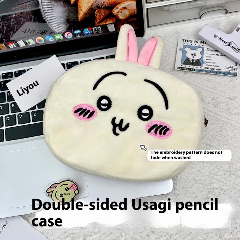 1 Piece Usagi Hachiware Plush Office School Stationery Pen Bag Chiikawa Double-Sided Pencil Case Cosmetic Bag Students Gifts