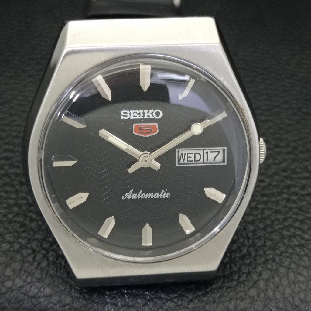 JAPAN VINTAGE SEIKO 5 AUTOMATIC 6309A MENS BLACK COLOR DIAL WATCH a701451-5 R206b-a701451