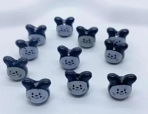 DW19 10PCS 12mm Cute Mini Cartoon Rabbit Beads Spacer Beads Charm Jewelry Making DIY Bracelet Necklace Material Accessories