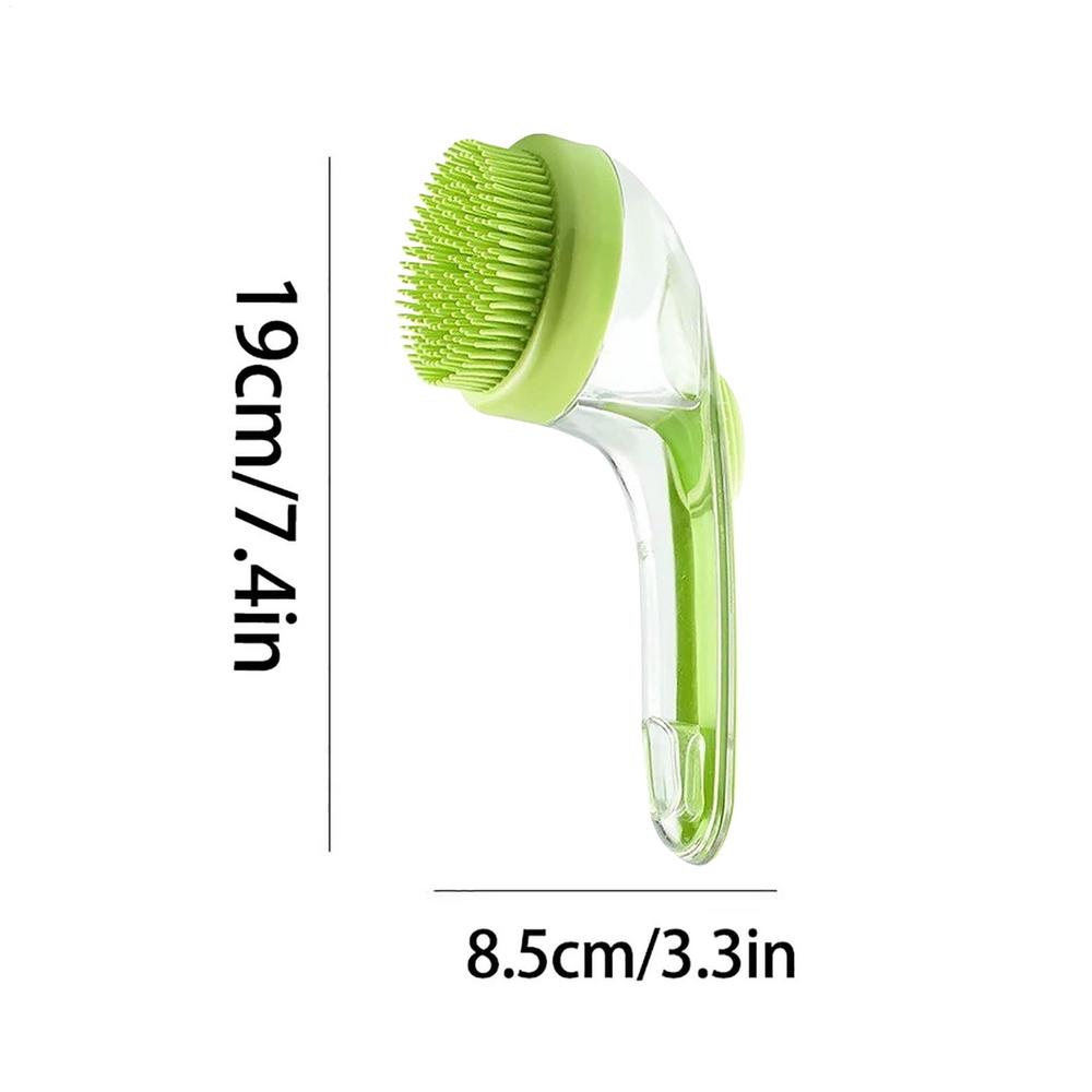 

Pet Bath Massage Brush soft Silicone Bristle Scrubbing Cleaner with Ergonomic Handle for Indoor Outdoor Bathing Shower Spa зелёный