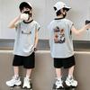Boys' Stylish Cotton Color Block Vest & Shorts Set – Summer Two-Piece Casual Outfit