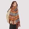 Winter New Mohair Striped Women Scarf Girls Female Warm Thickened Long Scarves Soft Coarse Braid Tassel Shawl Retro Wrap Shawls