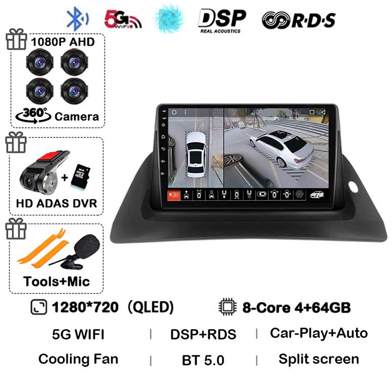 Android 14 Carplay Auto 4G+WIFI For Renault Kangoo 2009-2012 2015 2016 2017 2018 Car Radio Multimedia Stereo Video Player GPS BT