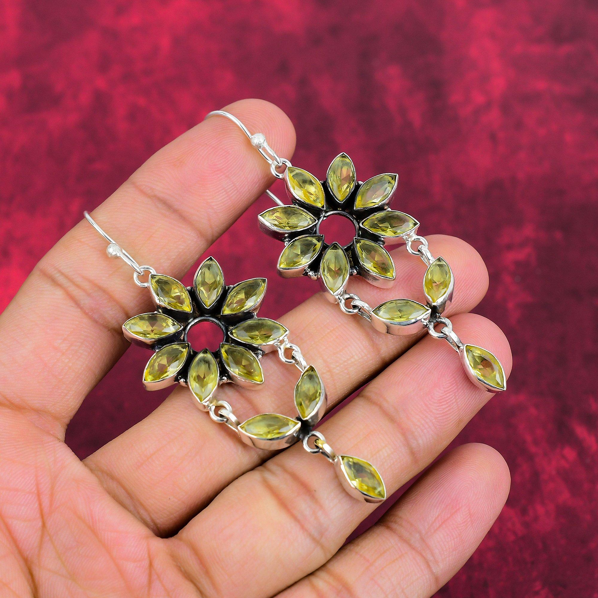 

Великолепные ювелирные изделия ручной работы из стерлингового серебра 925 пробы с цитрином, красивые серьги с драгоценными камнями, ювелирные изделия с цитрином для любви 303 Inches жёлтый