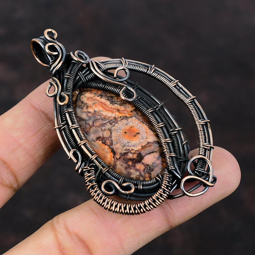 Birds Eye Jasper Gemstone Pendant Copper Wire Wrapped Pendant Amazing Pendant Copper Jewelry Handmade Pendant Wire Wrap Jewelry Gift For Her