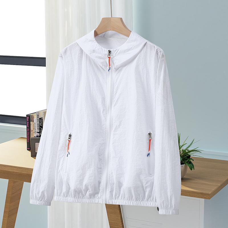 

Вітрозахисні, швидковисихаючі однотонні вільні жіночі куртки, простота, красиві кишені на блискавці, весняно-літній одяг 7XL 5XL білий