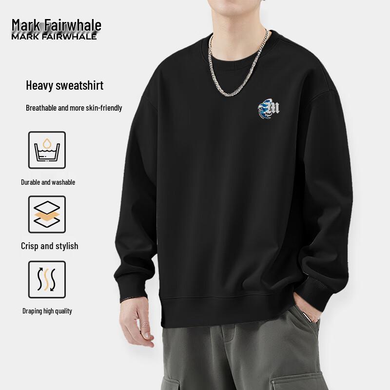 Mark Fairwhale Herr 300G Tungvikt PMK Val med Karta Tryck Rundhalsad Sweatshirt