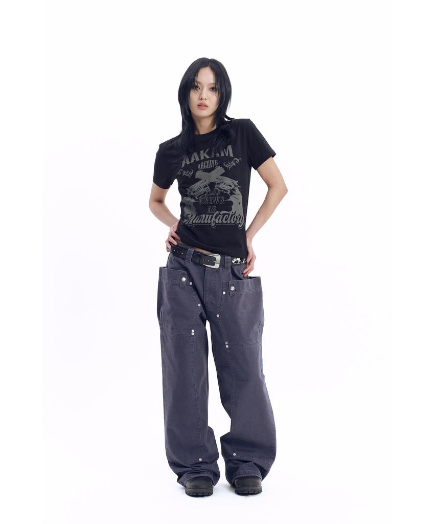 AAKAM Walt Panel Cotton Pants (Navy)
