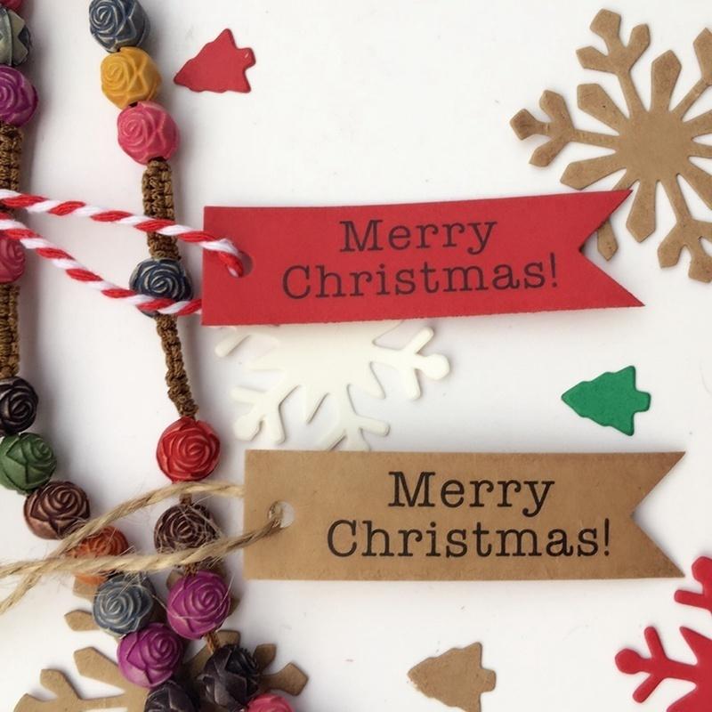 100 pcs 2*7cm Christmas Merry Christmas! Fishtail Flag Tag DIY Baking Gift Label