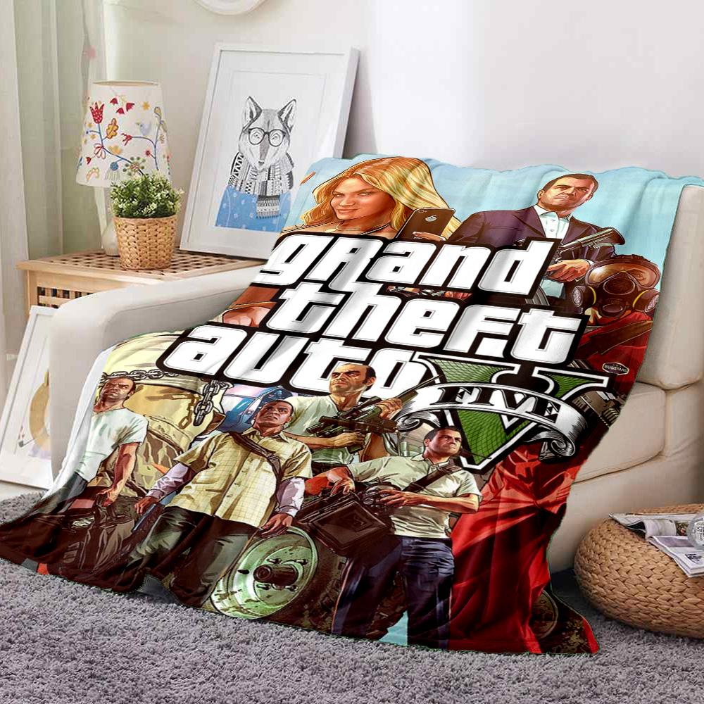 Gta V Cover Flannel Blanket Throw Blanket Soft Warm Sofa Bed Camping Home Decor Unique Christmas Gift C9211662