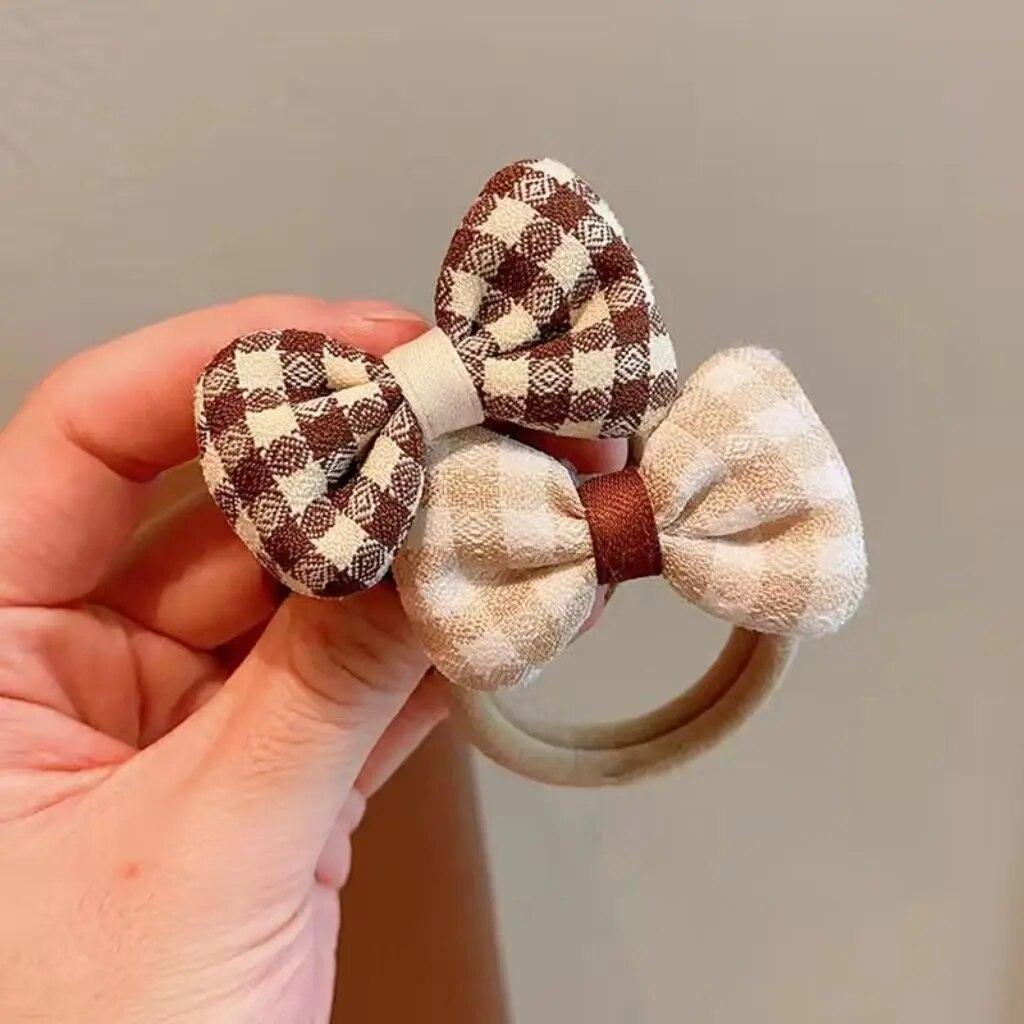 4Pcs Flower Girls Elastic Hair Bands Sweet Bow Hair Ties Children Ponytail Holder Rubber Band Headband Kids Hair Accessories