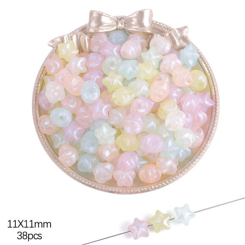 Iridescent Acrylic Pentagram & Peach Heart Beads for DIY Jewelry Making