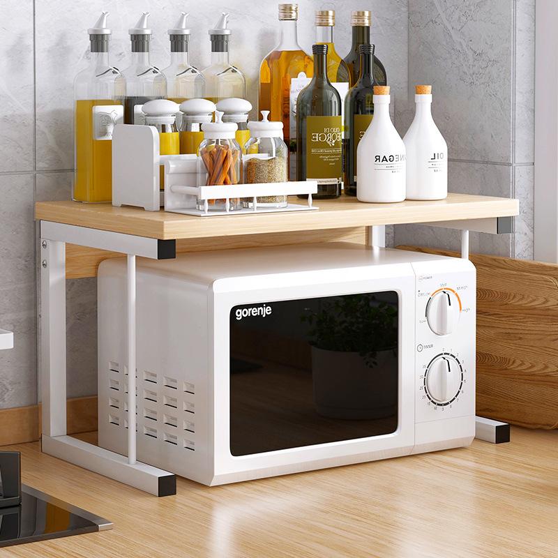 Kitchen Microwave Shelf Countertop Seasoning Rack Storage Rack Floor To Ceiling Double-layer Desktop Oven Rack