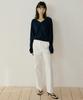 Lingseoul Merino Wool V-Neck Knit Top-Navy