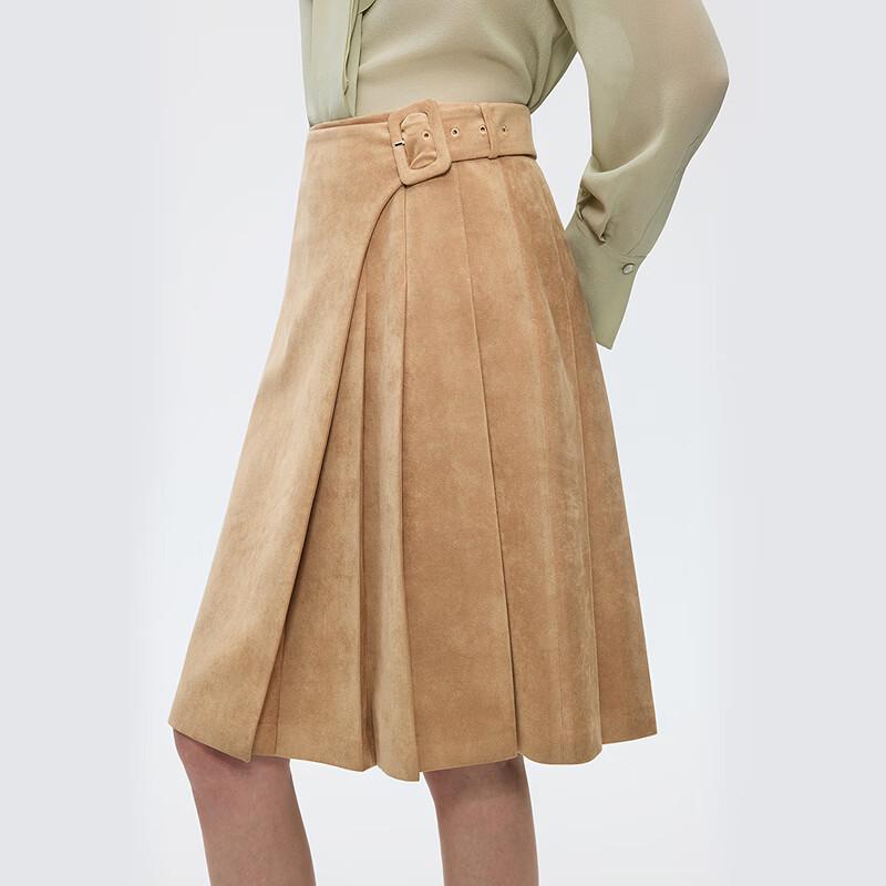 LANCY Women's Pleated A-Line Midi Skirt