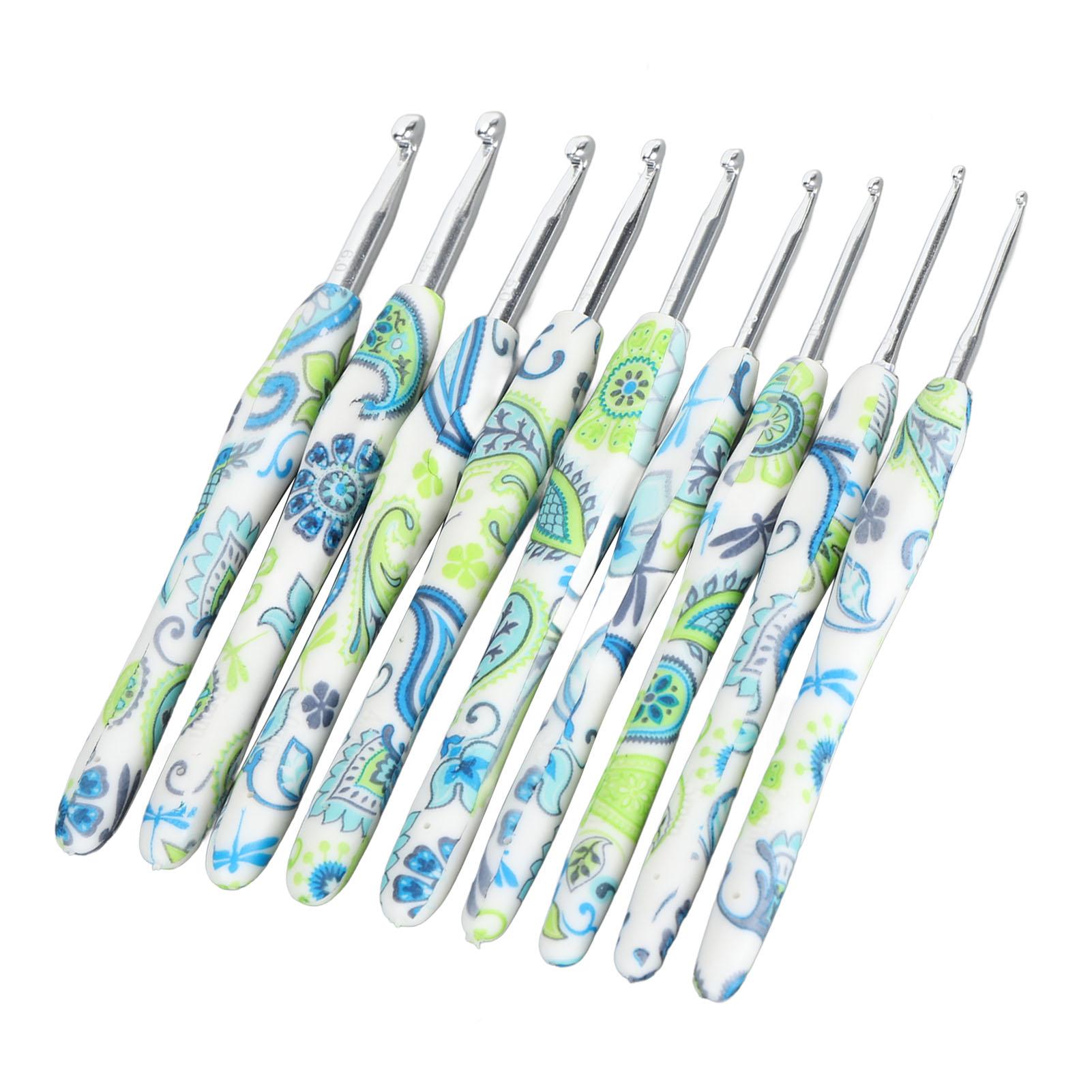 

9PCS Knitting Crochet Kit 2.0‑6.0mm Ergonomic Soft Handle Aluminium Crochet Hook Set for Handcraft