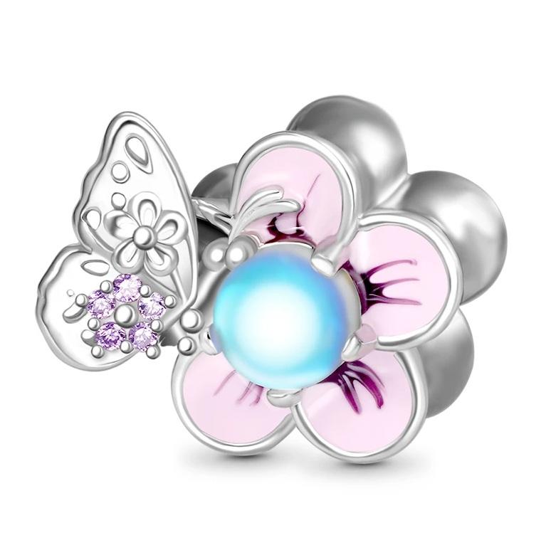 Charms Do Pandora Zawieszka Charms Różowy Kwiat Motyl Charmsy Trusky