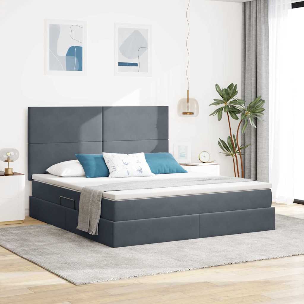 Storage Bed with Mattress Dark Gray 160 x 200 cm Velvet