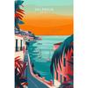 Retro Spain Cityscape Poster Nordic Style Canvas Print Coastal Architecture Art for Wall Decor