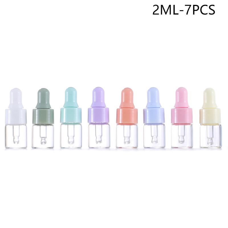 

7 шт. портативный многоразовый набор мини-флаконов-капельниц 1/2/3/5 мл пустые стеклянные флаконы для эфирных масел Macaron цветной многоразовый контейнер Diy 7pcs