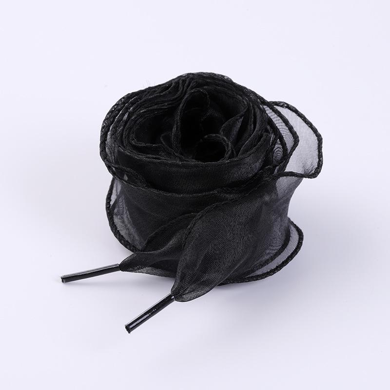 Wave Curl Chiffon Silk Shoelaces for Air Force One & Canvas Shoes 1m 8# черный