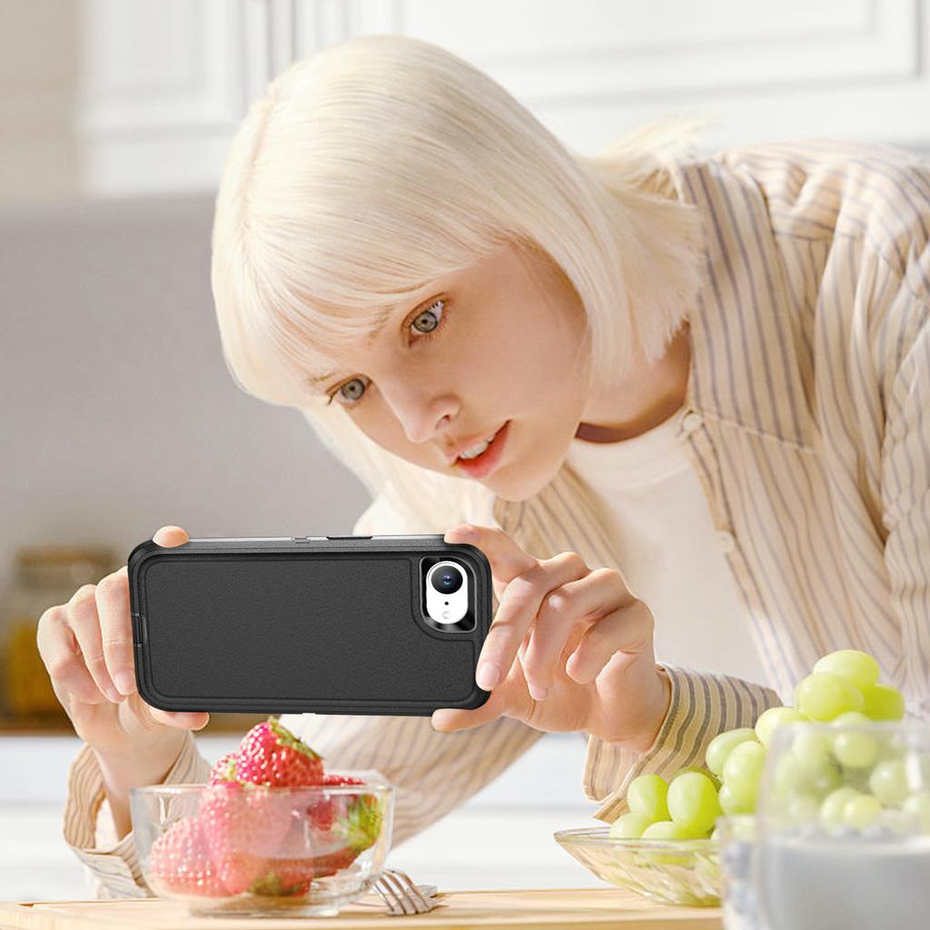 For iPhone 16e Case PC+Silicone+EVA 3 in 1 Shockproof Phone Cover