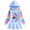 Kpop Demon Hunter Girl Cartoon Rainbow Ruffle Dress – Long Sleeve Hooded Princess Dress for Spring/Autumn