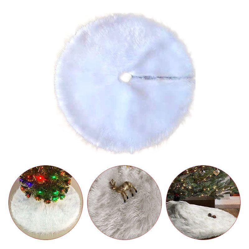 Christmas White Tree Skirt Base Faux Fur Xmas Floor Mat Decoration Ornament