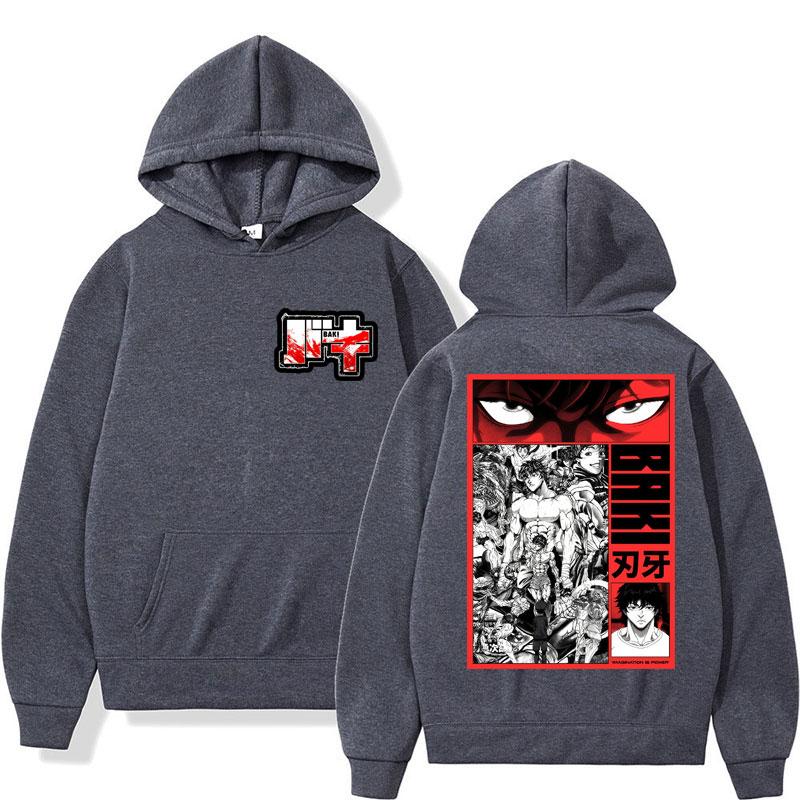 Japanese Anime Baki Hanma The Grappler Hoodies Men Women Harajuku Vintage Manga Long Sleeve Casual Oversized Fleece