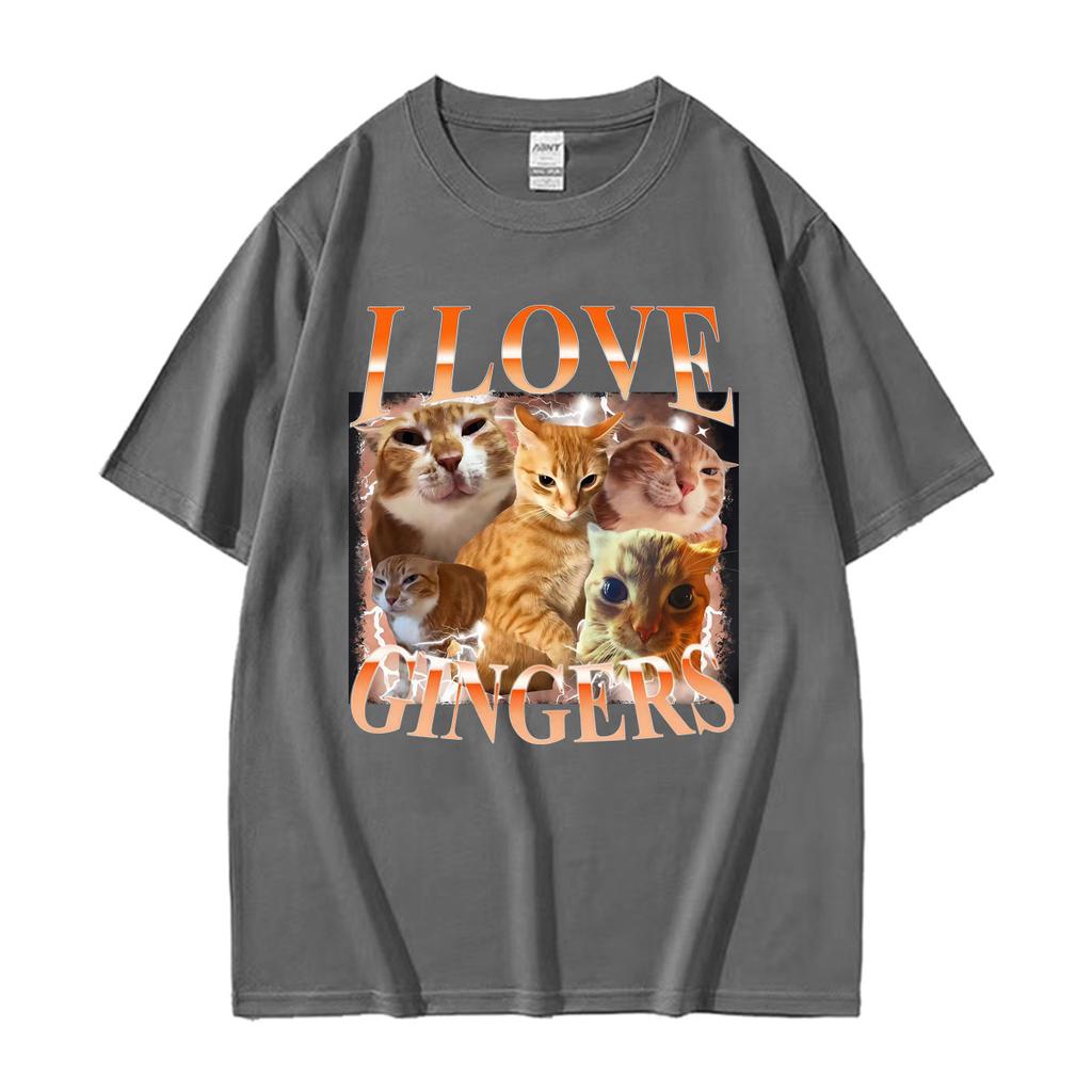 I Love Gingers Orange Cat Vintage 90s Graphic T Shirt Unisex Unisex Clothing Fashion Comfort Short Sleeves Loose Tshirts Streetwear