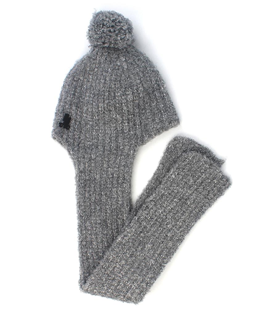 Yunibeosyeolkemiseuteuli Wool Gray Ball Hood Muffler Hat