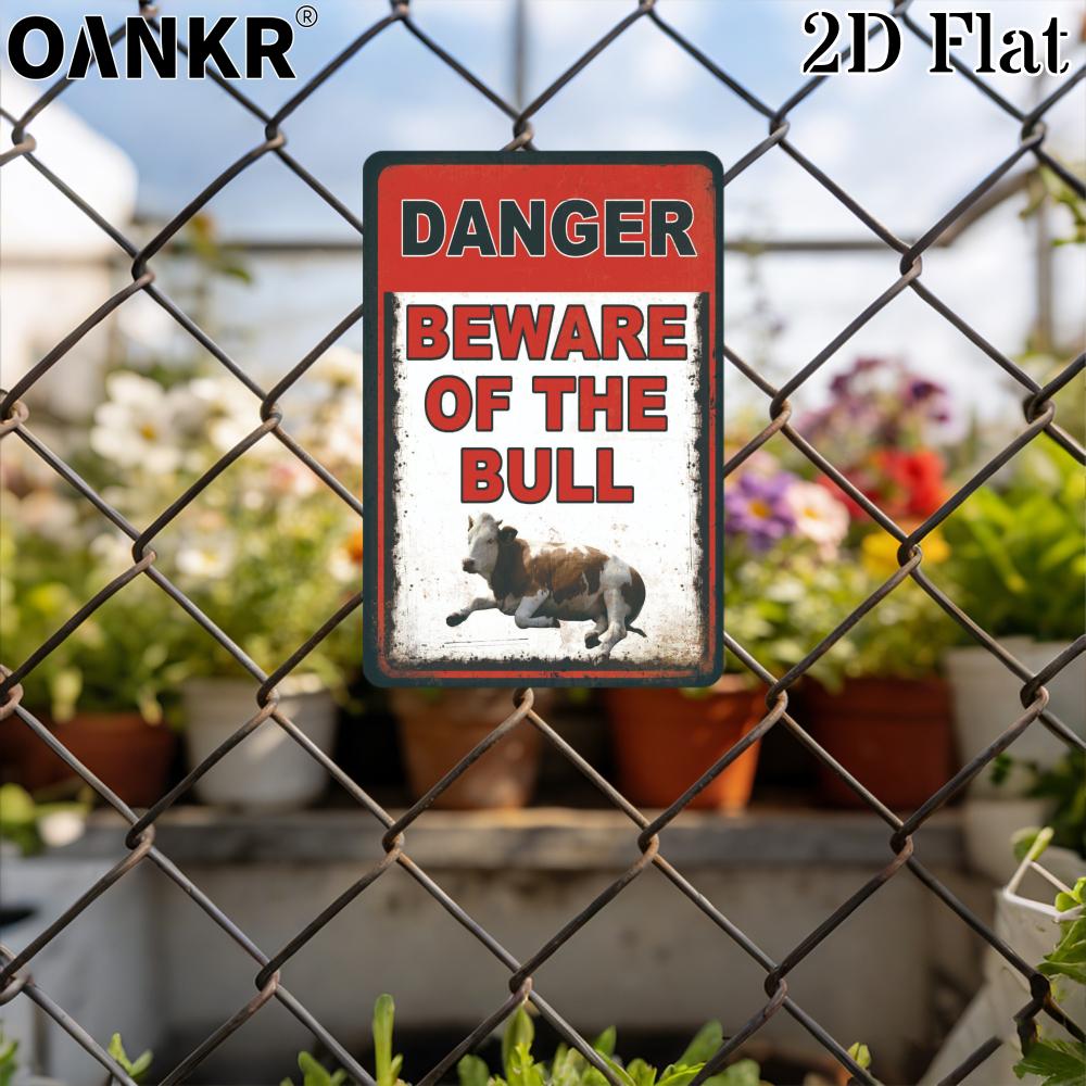 Vintage Warning Art Metal Tin Sign Danger Beware Of The Bull Retro Metal Signs for Farm Bar Garden Home Wall Decor Plaque