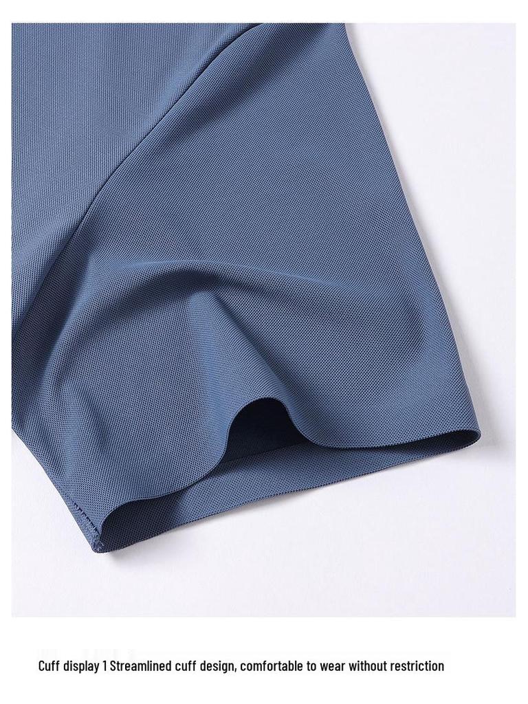 Men's Summer Ice Silk Seamless Polo Shirt - High Elastic, No-Iron, Short Sleeve Lapel T-shirt